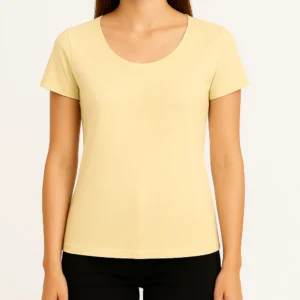 REMERA BEIGE FUERTE DE MUJER ALGODÓN PEINADO