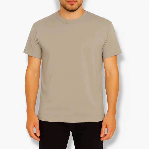 REMERA BEIGE SUAVE TIPO GRIS ALGODÓN PEINADO