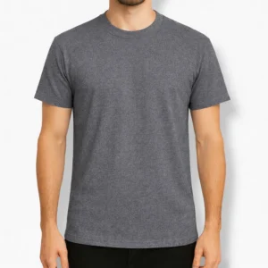 REMERA GRIS MELANGE OSCURO ALGODÓN PEINADO