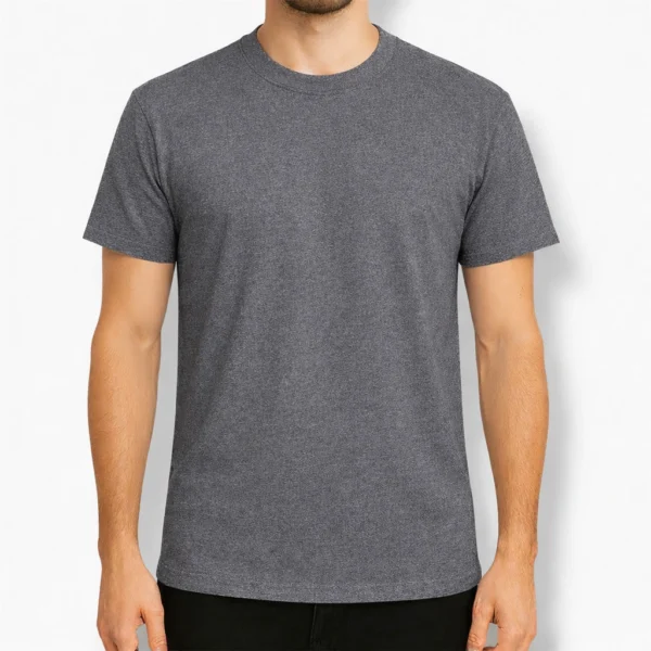 REMERA GRIS MELANGE OSCURO ALGODÓN PEINADO