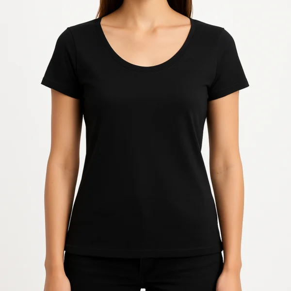 REMERA NEGRA MUJER PEINADO